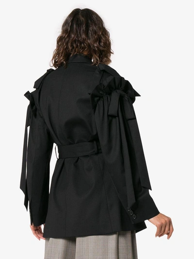 Shop Simone Rocha Bow Detail Wool Blazer Jacket - Black