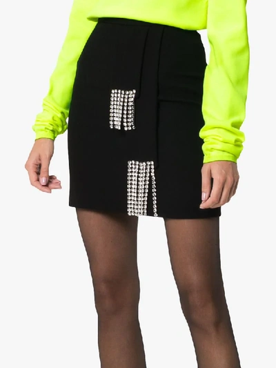 Shop Christopher Kane Crystal Fringe Mini Skirt - Black