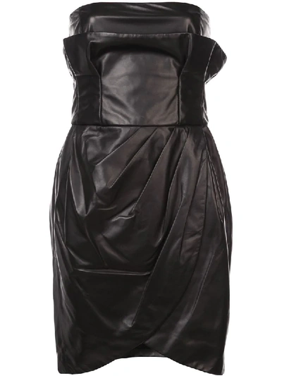 Shop Versace Strapless Leather Dress