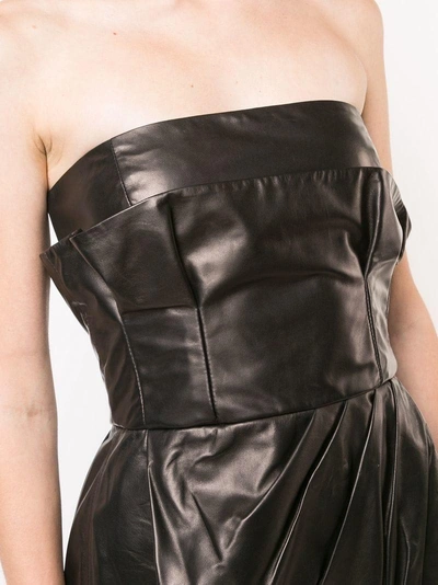 Shop Versace Strapless Leather Dress