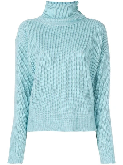 Shop Lamberto Losani Ribbed Knit Sweater - Blue