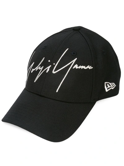Shop Yohji Yamamoto Logo Embroidered Cap - Black