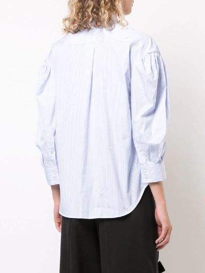 Shop Simone Rocha Striped Puff Sleeve Shirt - Blue
