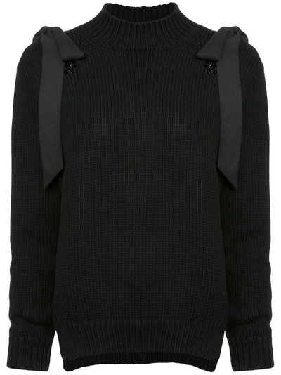 Shop Simone Rocha Bow Embellished Sweater In Black