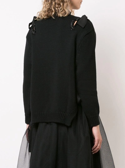 Shop Simone Rocha Bow Embellished Sweater In Black