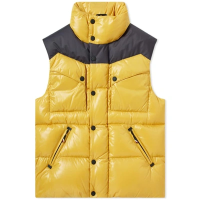 Shop Moncler Grenoble Poris Down Gilet In Yellow