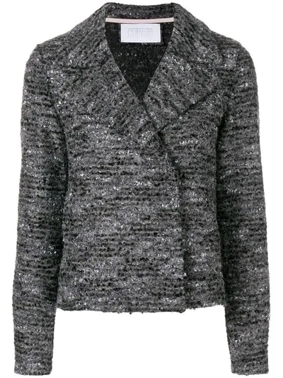 Shop Harris Wharf London Cropped Knit Jacket In Grey