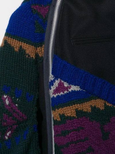 Shop Sacai Double-zipped Knit Hoodie - Blue
