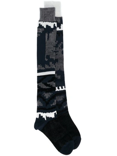 Shop Sacai Mismatched Socks - Blue