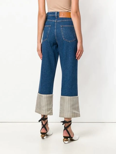 Shop Loewe Striped Cuff Jeans In Blue