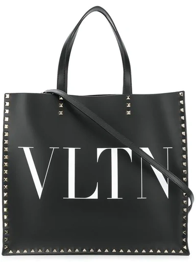Shop Valentino Garavani Rockstud Vltn Tote Bag In Black