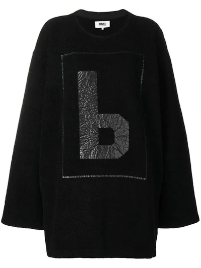 Shop Mm6 Maison Margiela Tonal Logo Oversized Sweater In Black