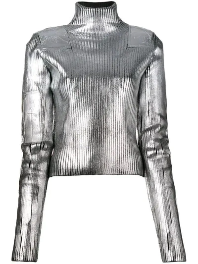 Shop Mm6 Maison Margiela Metallic Turtleneck Sweater In 905s Silver