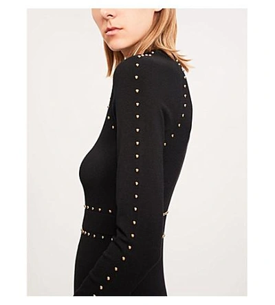 Karen Millen Stud-embellished Stretch-knit Dress In Black | ModeSens