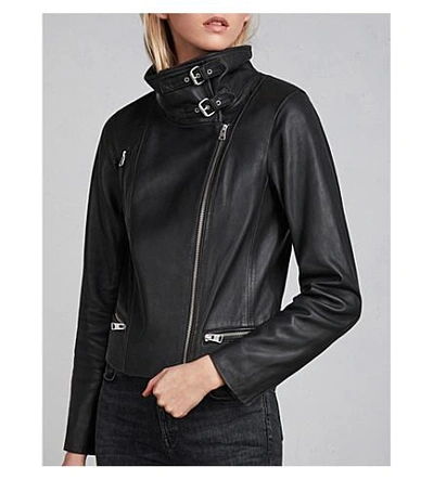 Allsaints Bales Leather Biker Jacket In Black | ModeSens