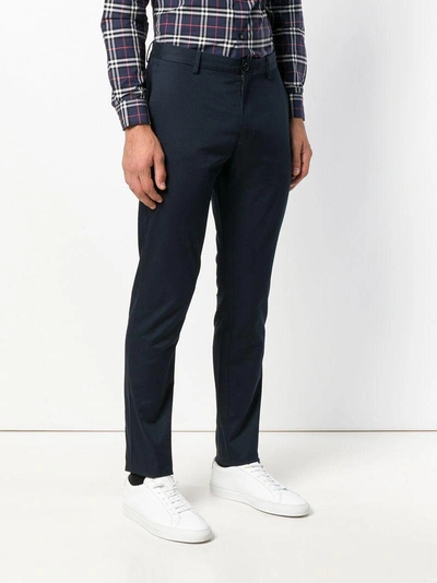 Shop Burberry Slim Fit Chino Trousers - Blue