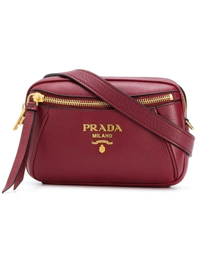 Shop Prada Logo Bum Bag In Red
