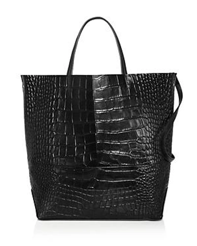 Shop Alice.d Large Croc-embossed Leather Tote Bag - 100% Exclusive In Black/gold