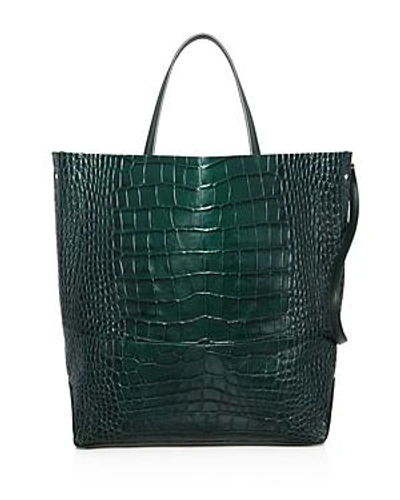 Shop Alice.d Large Croc-embossed Leather Tote Bag - 100% Exclusive In Green/gold