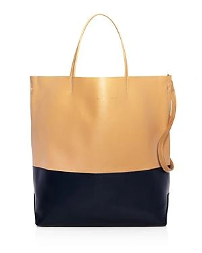 Shop Alice.d Large Color-block Leather Tote Bag In Camel/navy/golf