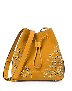 michael kors suede bucket bag