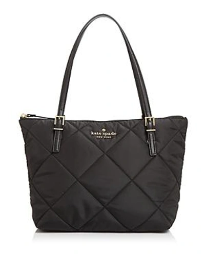 Shop Kate Spade New York Watson Lane Maya Small Quilted Nylon Tote In Black/gold