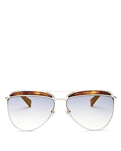 Shop Marc Jacobs Women's Brow Bar Aviator Sunglasses, 61mm In Dark Havana Gold/blue