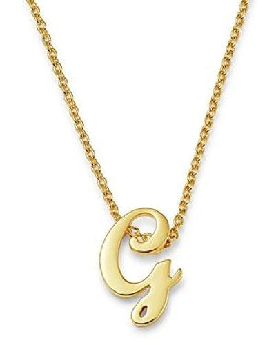 Shop Roberto Coin 18k Yellow Gold Cursive Initial Necklace, 16 In G/gold