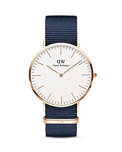 Shop Daniel Wellington Classic Bayswater Nato Watch, 40mm In White/blue