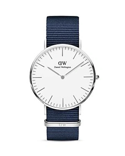 Shop Daniel Wellington Classic Bayswater Nato Watch, 40mm In White/blue