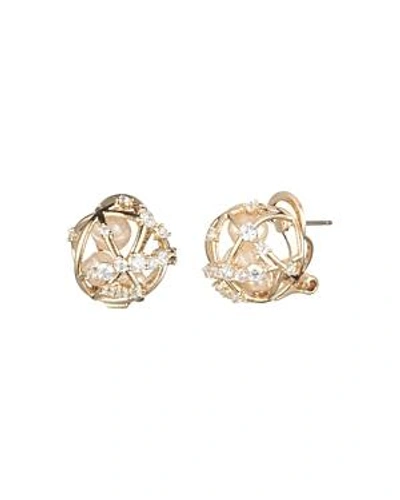 Shop Carolee Caged Cultured Freshwater Pearl Stud Earrings In Gold