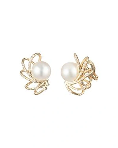 Shop Carolee Caged Spray Cultured Freshwater Pearl Clip-on Earrings In Gold