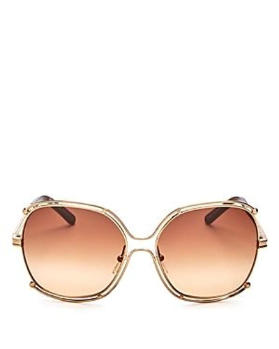 Shop Chloé Women's Isidora Square Sunglasses, 59mm In Rose Gold/transparent Brown