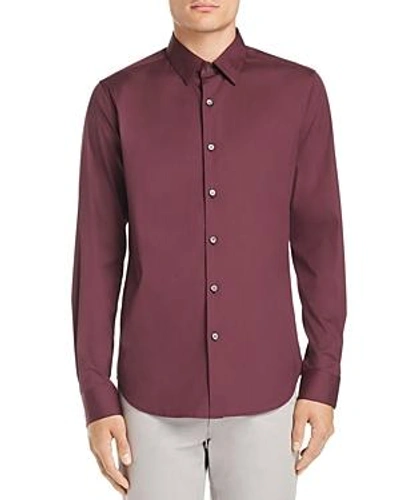 Shop Theory Sylvain Wealth Slim Fit Shirt In Burgundy