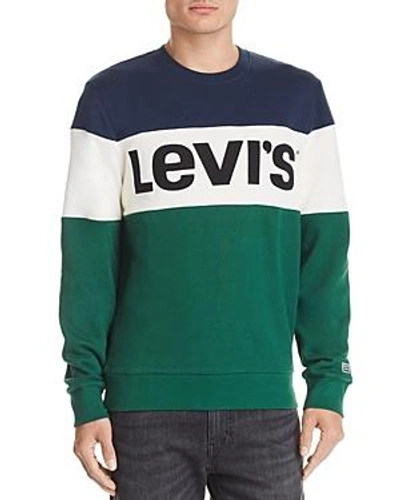 Shop Levi's Color-block Logo-embroidered Sweatshirt In Blues Marshmallow