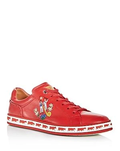 Shop Bally Men's Anistern Embroidered Leather Lace Up Sneakers In Red