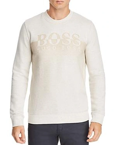 Shop Hugo Boss Withmore Gradient Logo Sweatshirt In Light Beige/gray