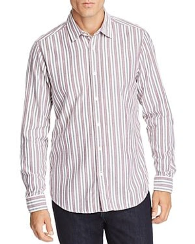 Shop Hugo Boss Boss Reggie Striped Flannel Regular Fit Shirt In Red/white/blue
