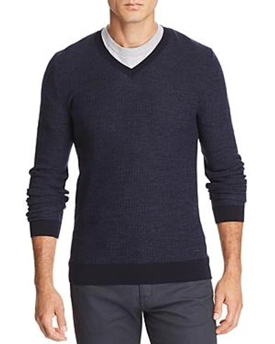 Shop Hugo Boss Emauro V-neck Sweater In Blue