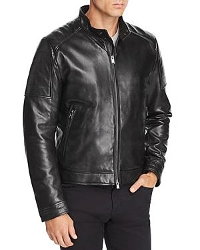 Shop Hugo Boss Getani Leather Jacket In Black