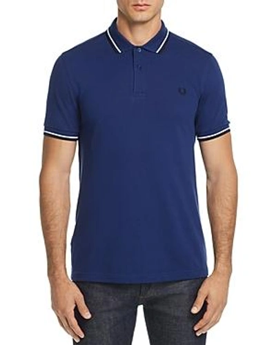 Shop Fred Perry Twin Tipped Polo - Slim Fit In Medieval Blue