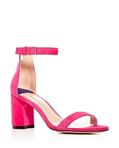 Shop Stuart Weitzman Women's Suede Block High-heel Sandals In Flamingo