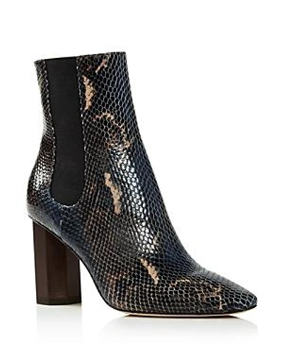 Shop Donald Pliner Women's Laila Round Toe Snake-embossed Leather Booties In Navy Multi