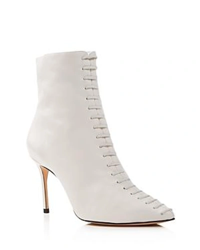 Shop Schutz Women's Hayden Pointed Toe Leather High-heel Booties In Pearl