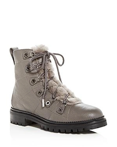 Shop Jimmy Choo Women's Hillary Leather & Shearling Hiking Boots In Dark Gray