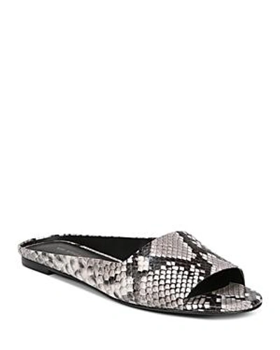 Shop Via Spiga Women's Hana Open Toe Snakeskin-embossed Leather Slide Sandals In Black/white