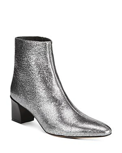 Shop Vince Women's Lanica Metallic Leather Block Heel Booties In Silver