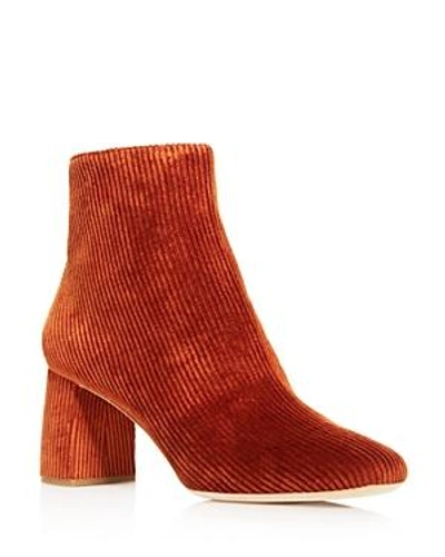 Shop Loeffler Randall Women's Cooper Almond Toe Corduroy Mid-heel Booties In Cinnamon