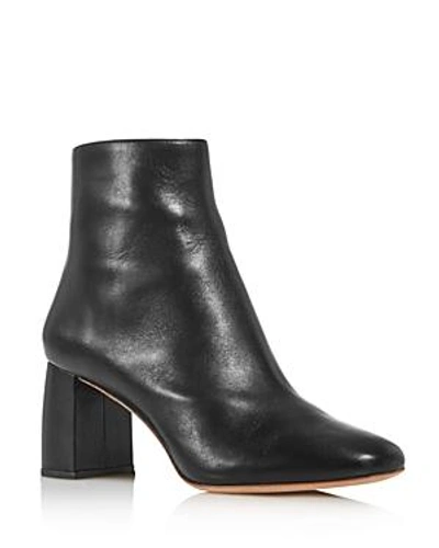 Shop Loeffler Randall Women's Cooper Almond Toe Leather Block High-heel Booties In Black