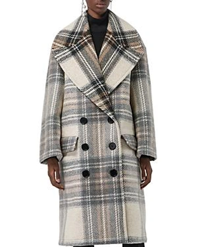 Shop Burberry Halliday Plaid Wool Peacoat In Chalk White